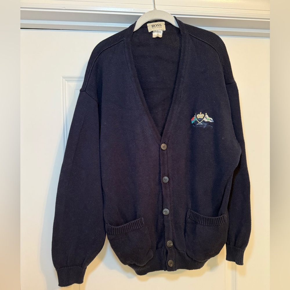 HUGO BOSS Dark Blue Men's Cardigan Button Up Size XL